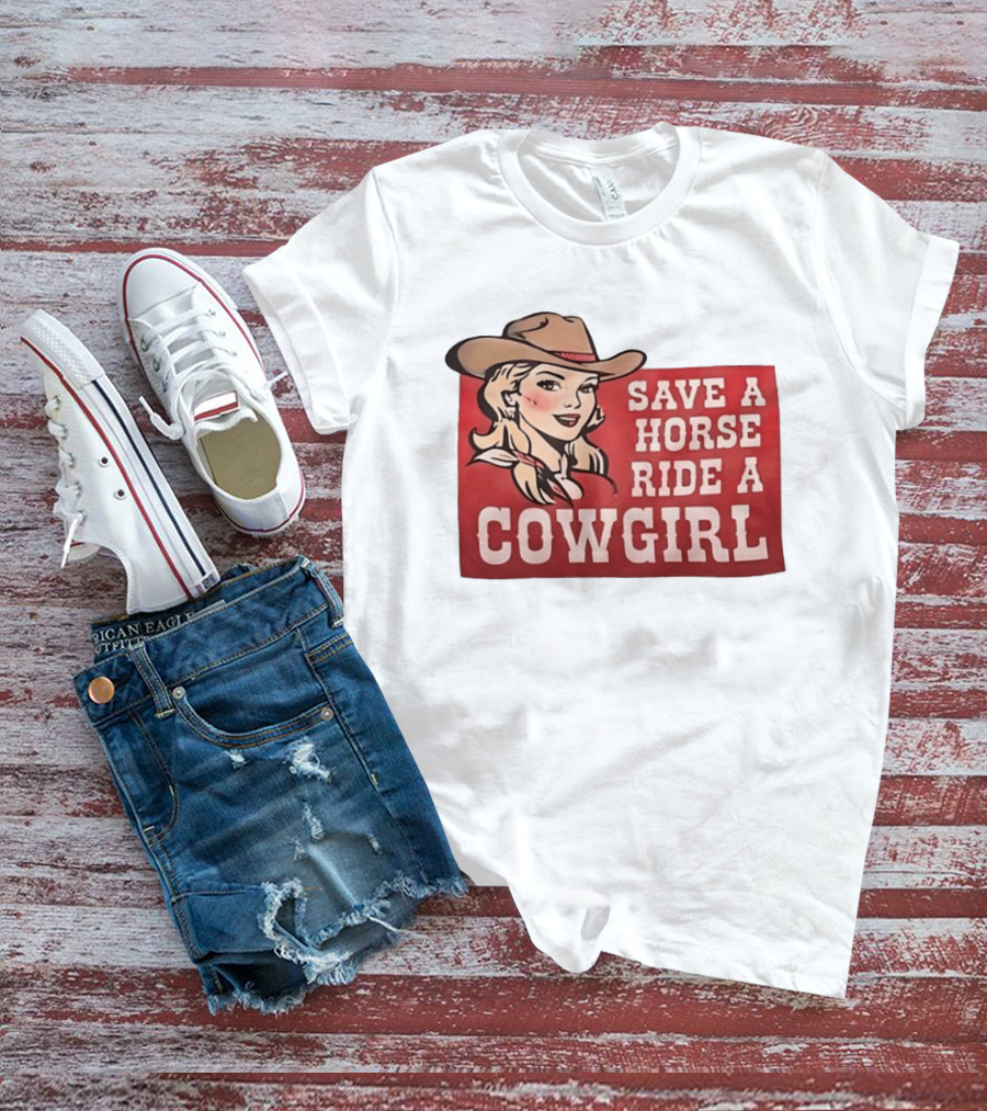 Save A Horse Ride A Cowgirl Western Country Music Vintage Style Cowgirl T-Shirt