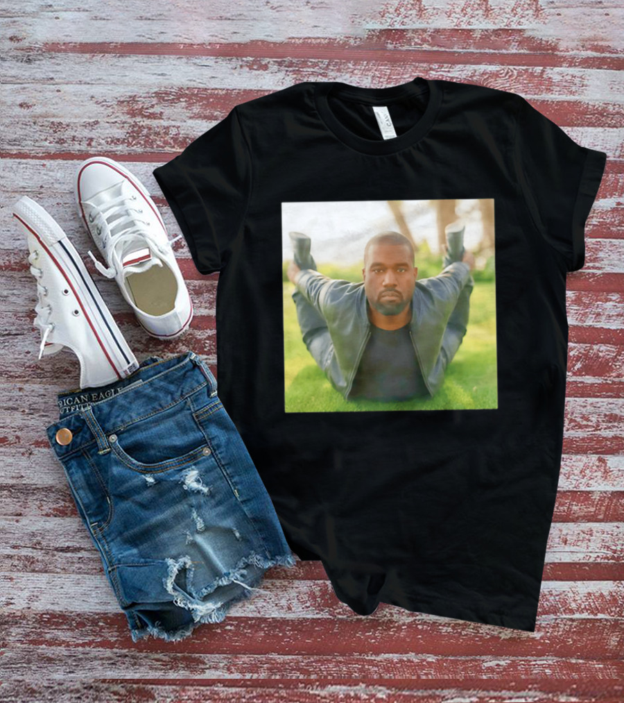 Kanye West Ye Meme Photo Iconic Pose Lying On Grass T-Shirt