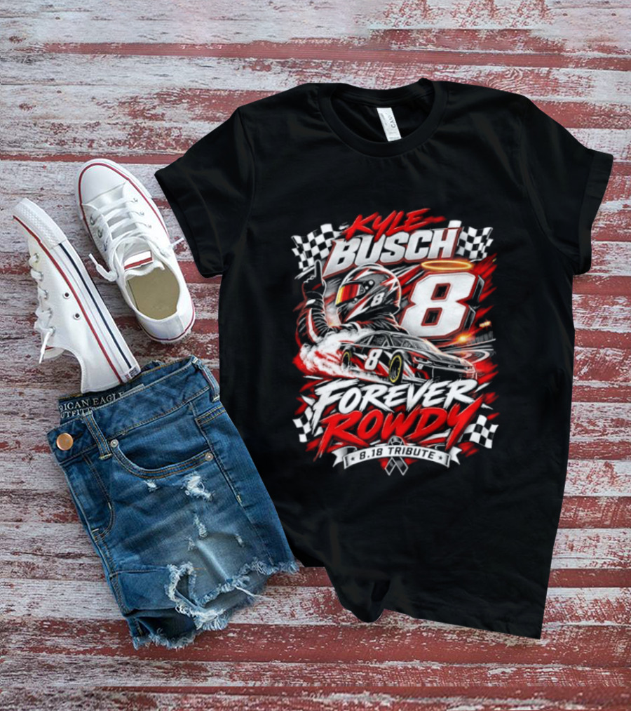 Kyle Busch 8 Forever Rowdy NASCAR Racing Angel Halo T-Shirt