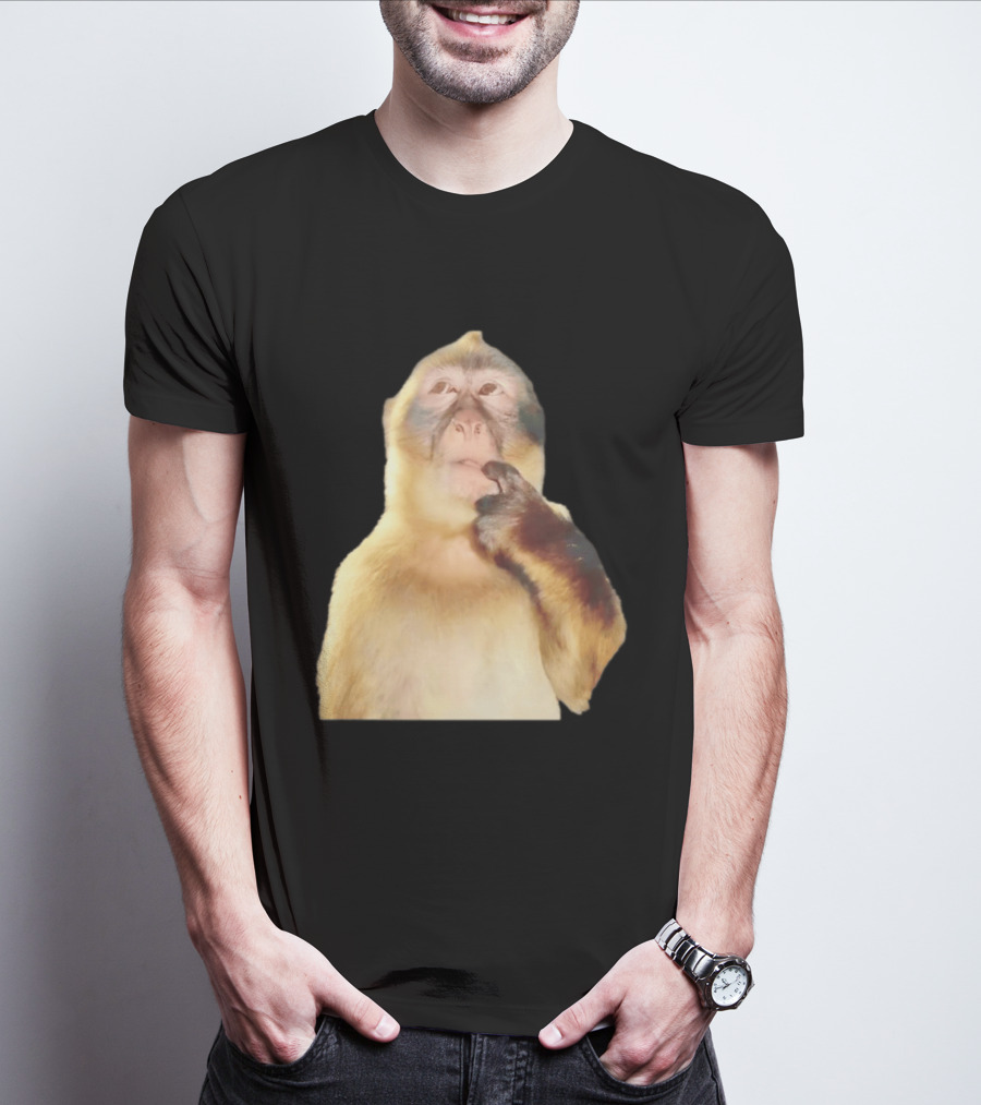 Pondering Monkey Curious Expression Contemplation T-Shirt