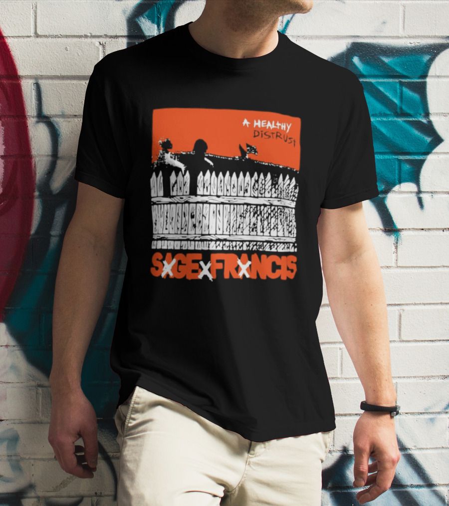 Sage Francis A Healthy Distrust Hip Hop Silhouette White Fence Red T-Shirt