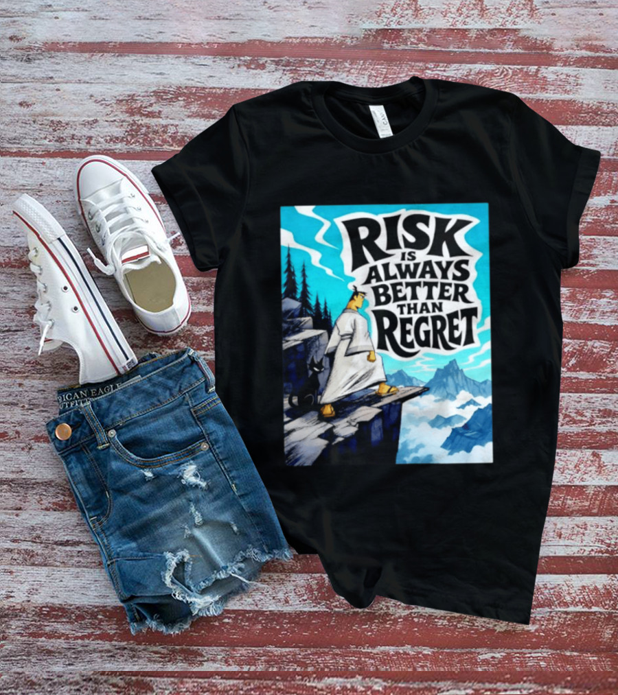Samurai Jack Risk Is Always Better Than Regret Mountain Scene T-Shirt