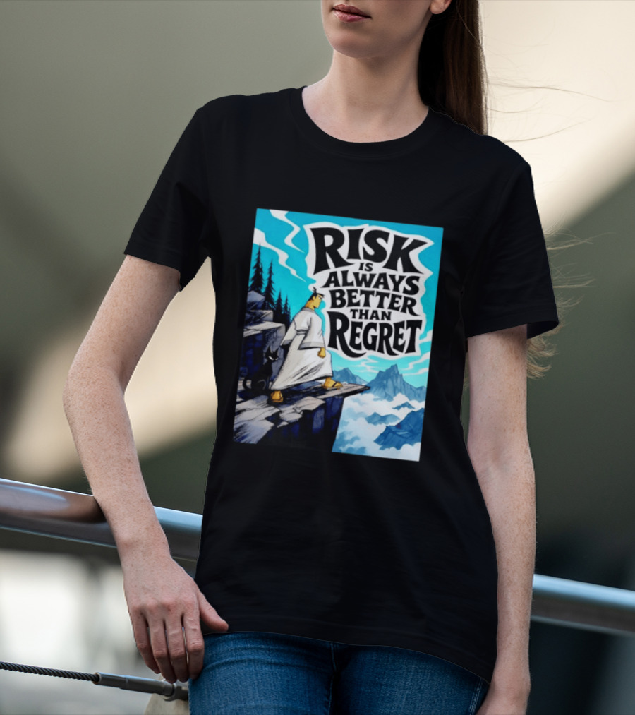 Samurai Jack Risk Is Always Better Than Regret Mountain Scene T-Shirt