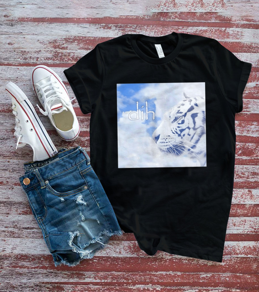 Tiger Dih Majestic Clouds White Bengal Tiger Profile T-Shirt
