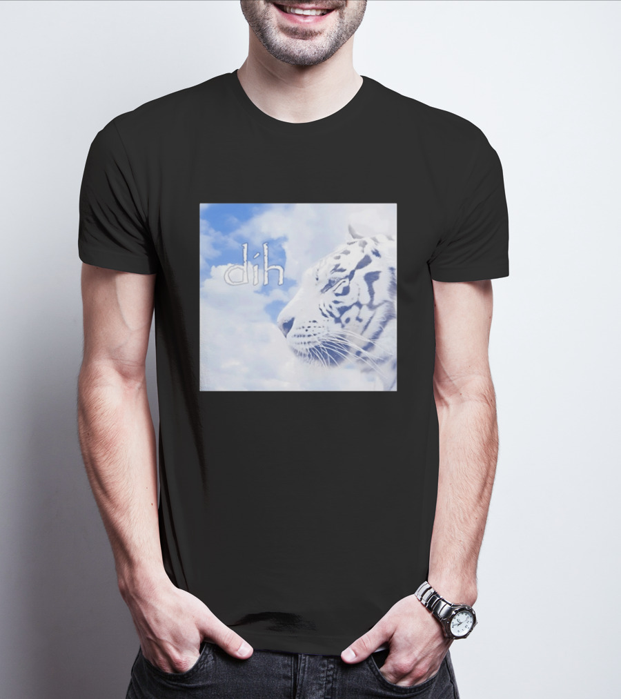 Tiger Dih Majestic Clouds White Bengal Tiger Profile T-Shirt