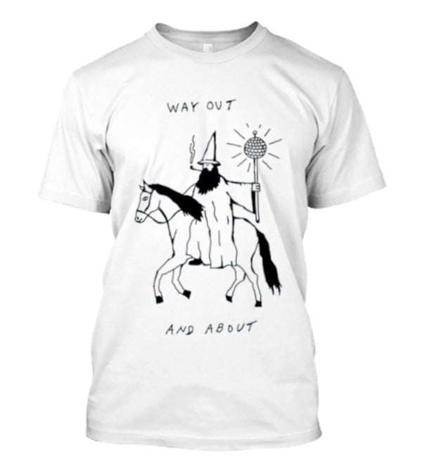 Way Out And About Wizard On Horse With Disco Ball Staff T-Shirt