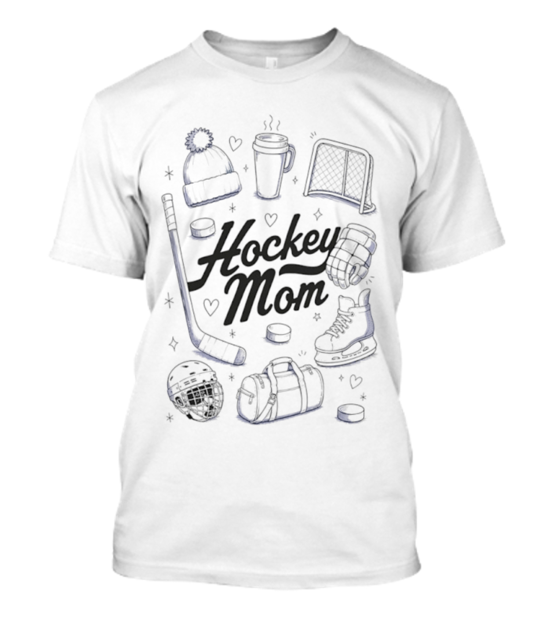 Hockey Mom 2026 Essentials Ice Skates Coffee Beanie Gear T-Shirt