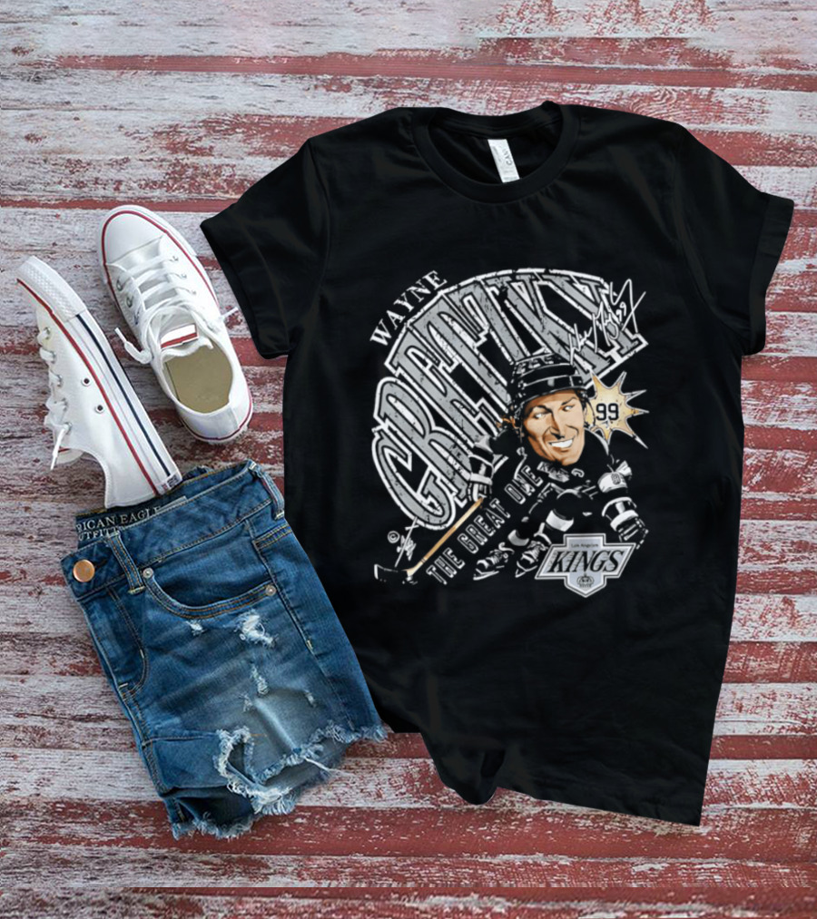 Wayne Gretzky The Great One Los Angeles Kings Bruce Stark T-Shirt