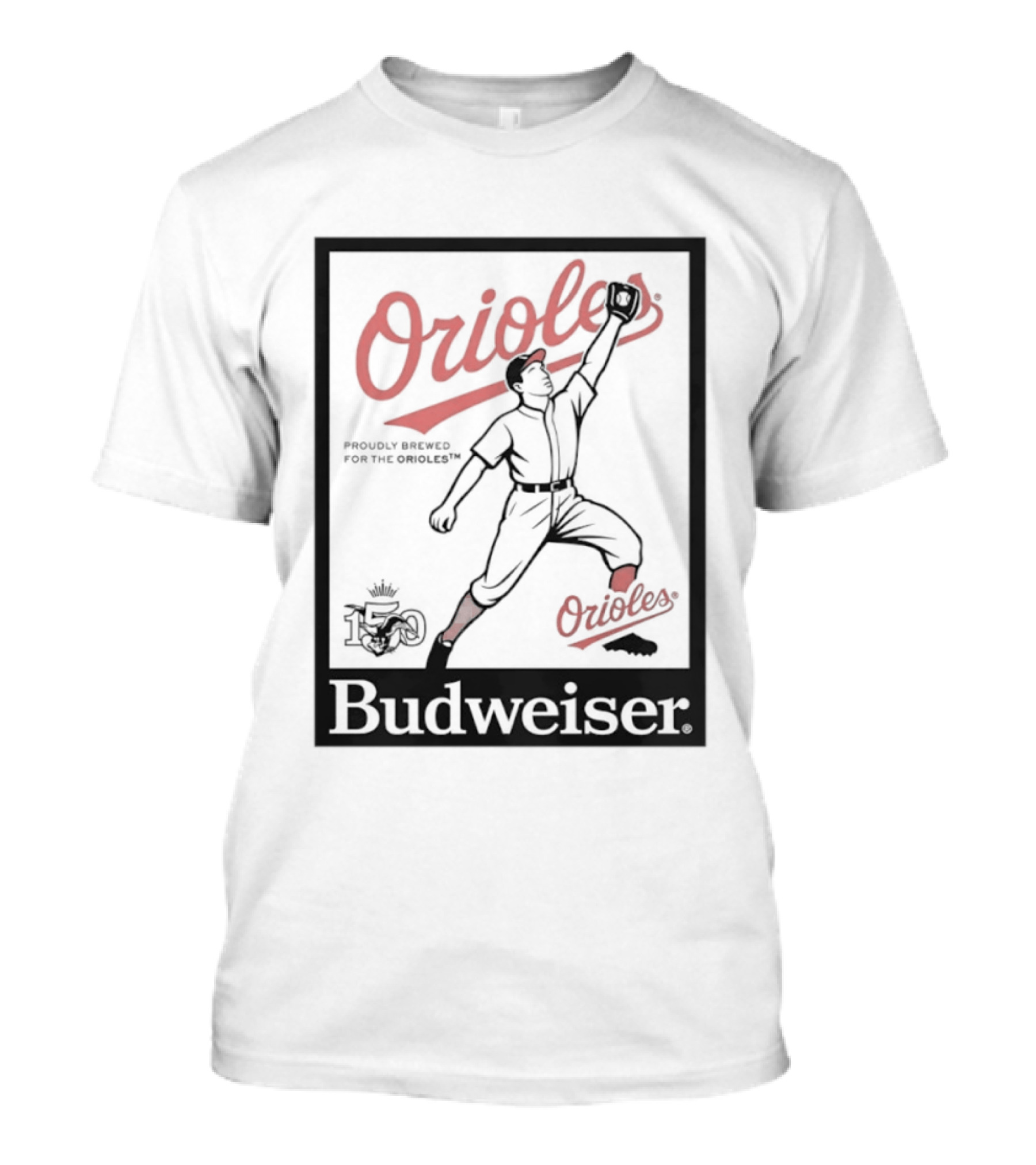 Budweiser 150 Years Orioles Baseball Vintage Player With Ball T-Shirt