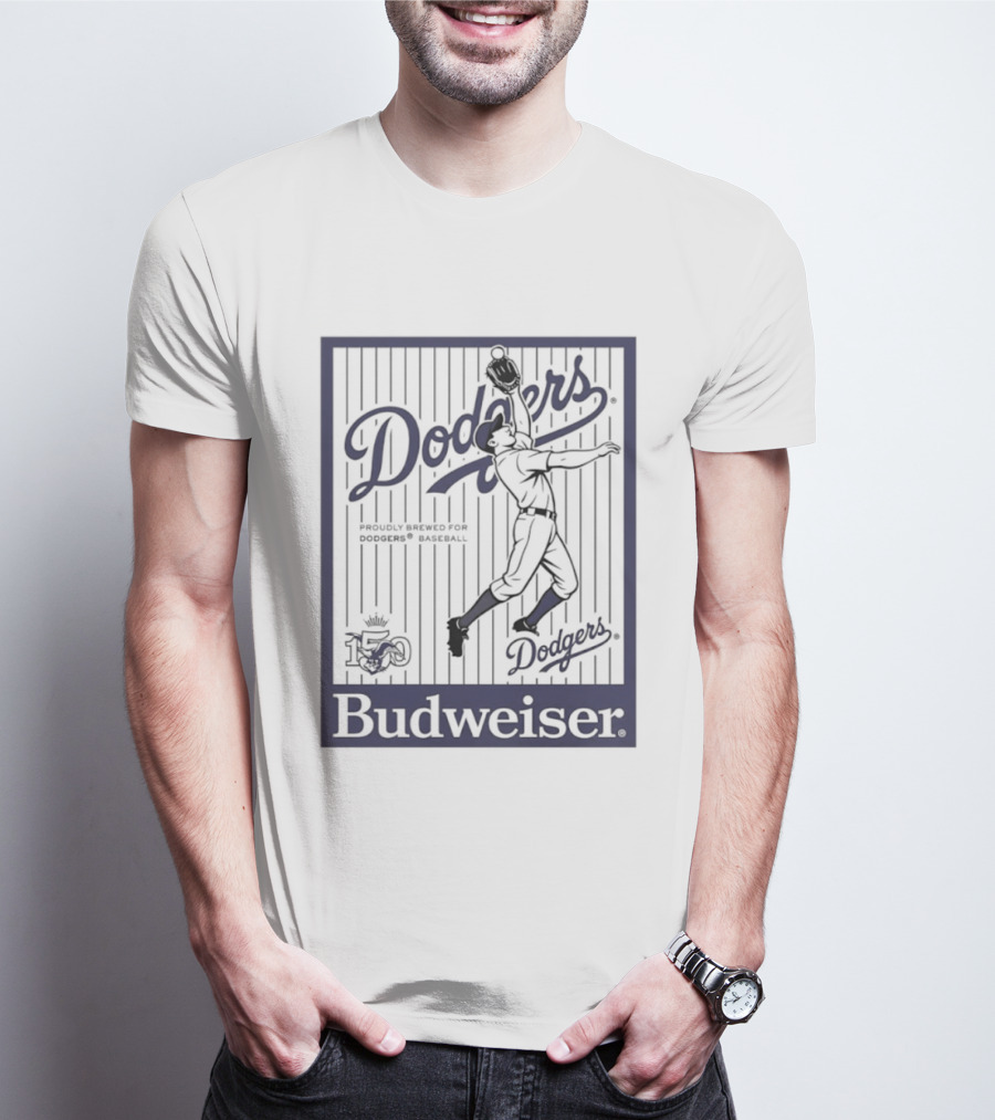 Budweiser Dodgers 150 Years Los Angeles Baseball Celebration T-Shirt