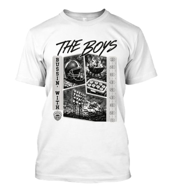 Bussin With The Boys Football Podcast Grilling And Game Day Vibes T-Shirt