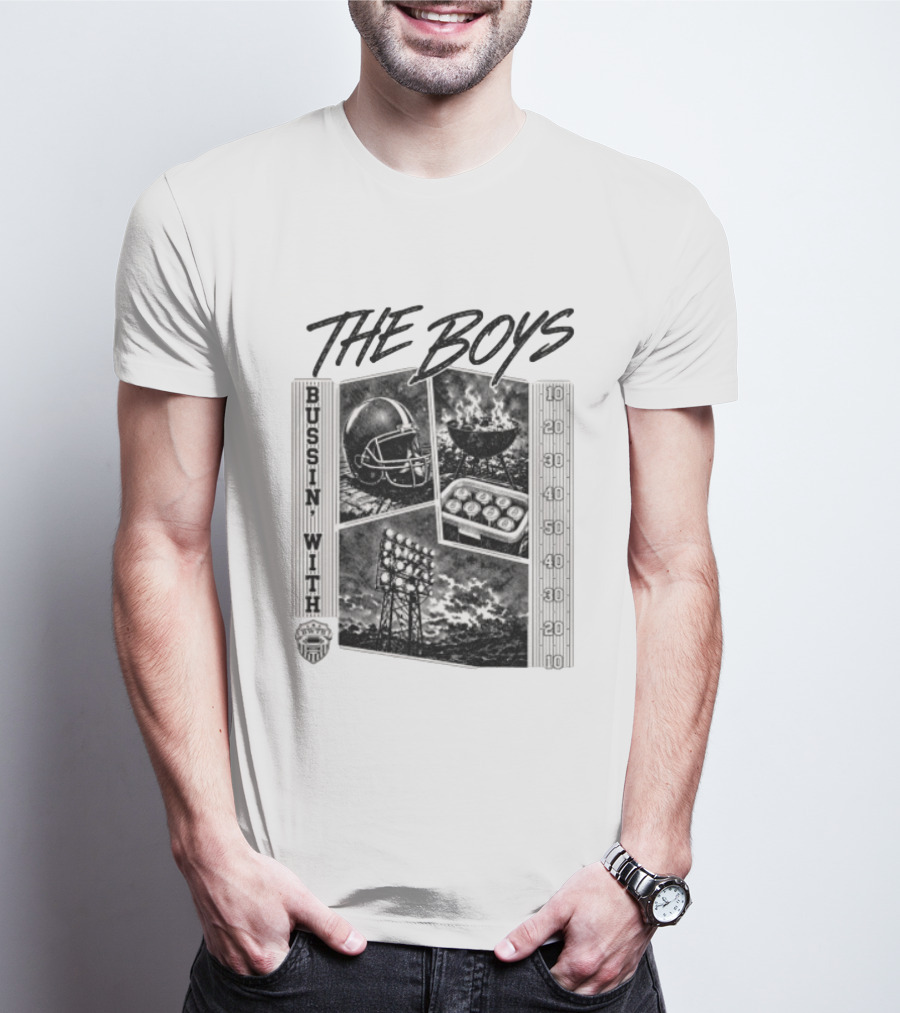 Bussin With The Boys Football Podcast Grilling And Game Day Vibes T-Shirt