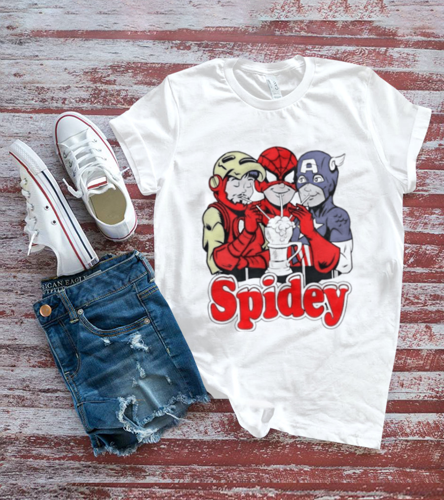Spidey Iron Man Captain America Beer Meme T-Shirt