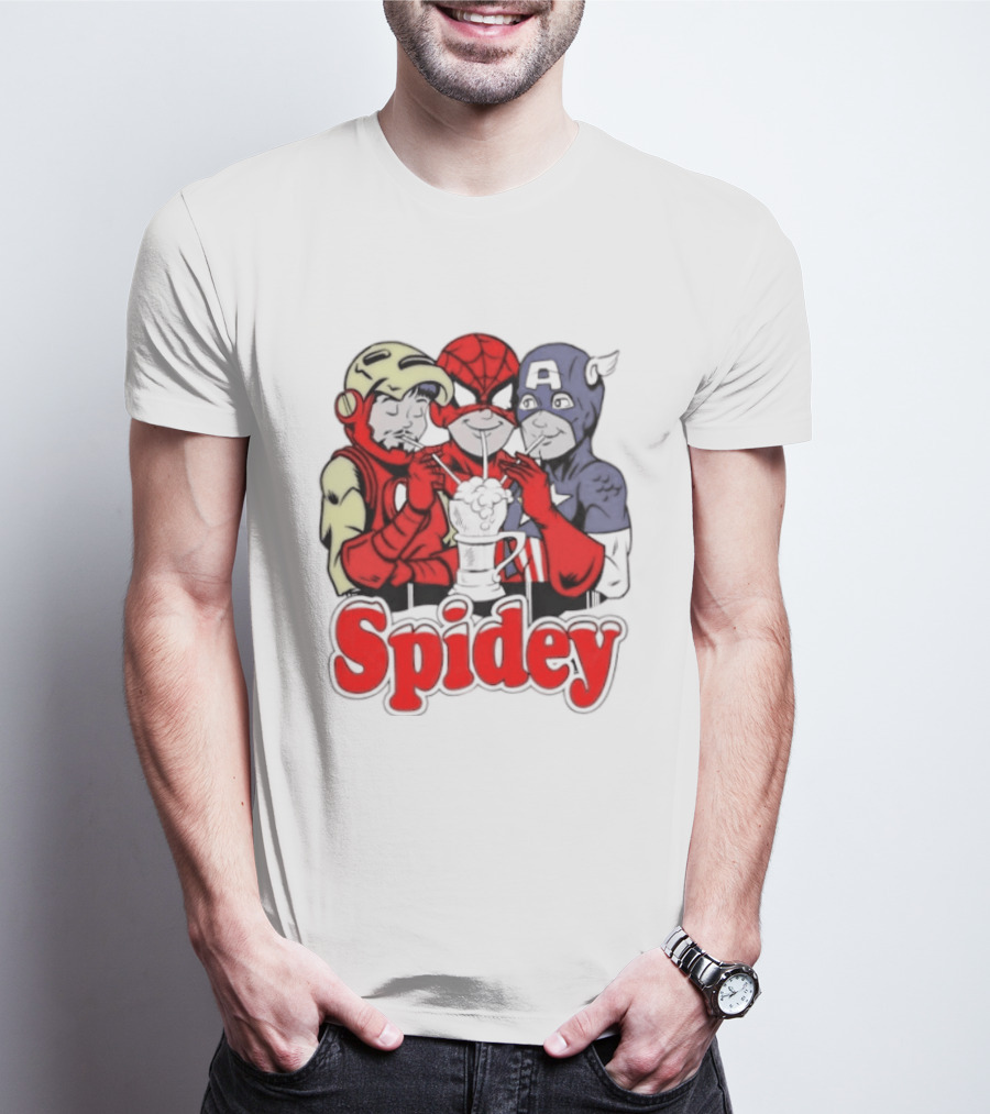 Spidey Iron Man Captain America Beer Meme T-Shirt