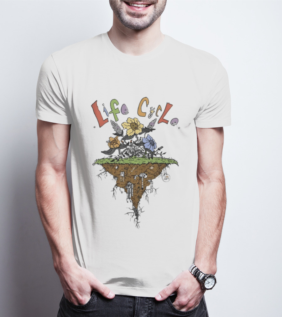 Life Cycle Floating Island With Colorful Flowers T-Shirt