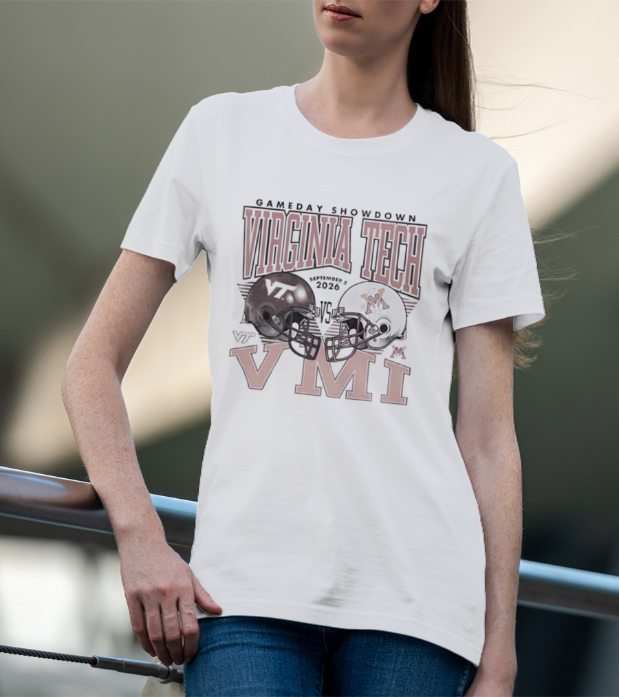 Virginia Tech Hokies Vs VMI 2026 Gameday Showdown Football Helmets T-Shirt