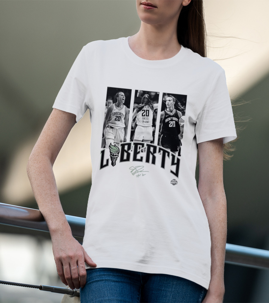 Sabrina Ionescu Liberty WNBA Player Collage Signature T-Shirt