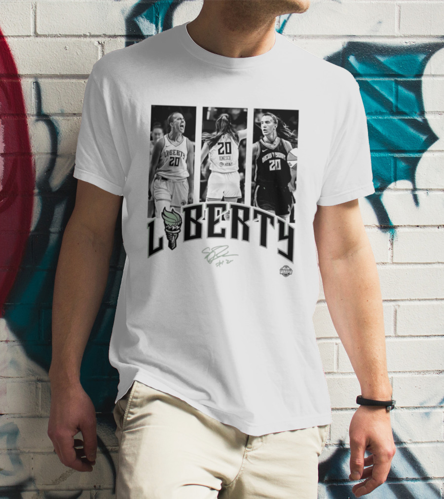 Sabrina Ionescu Liberty WNBA Player Collage Signature T-Shirt