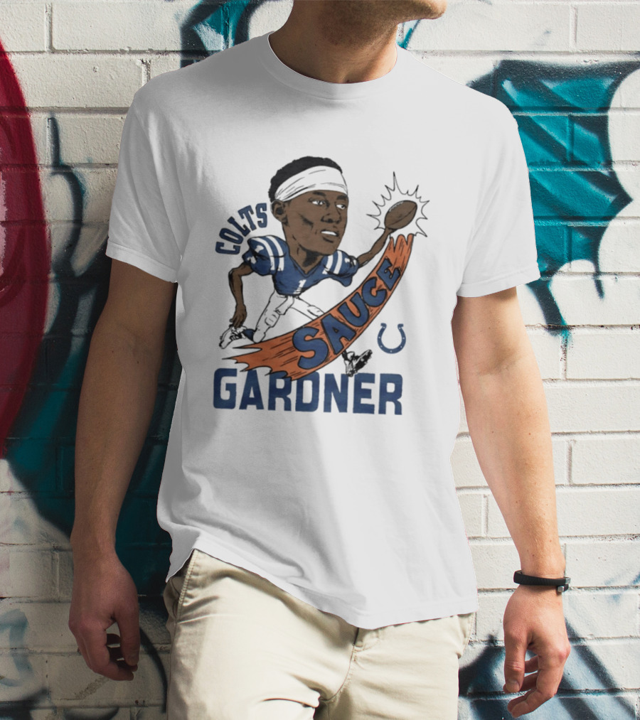 Colts Sauce Gardner Indianapolis Football Player Caricature T-Shirt