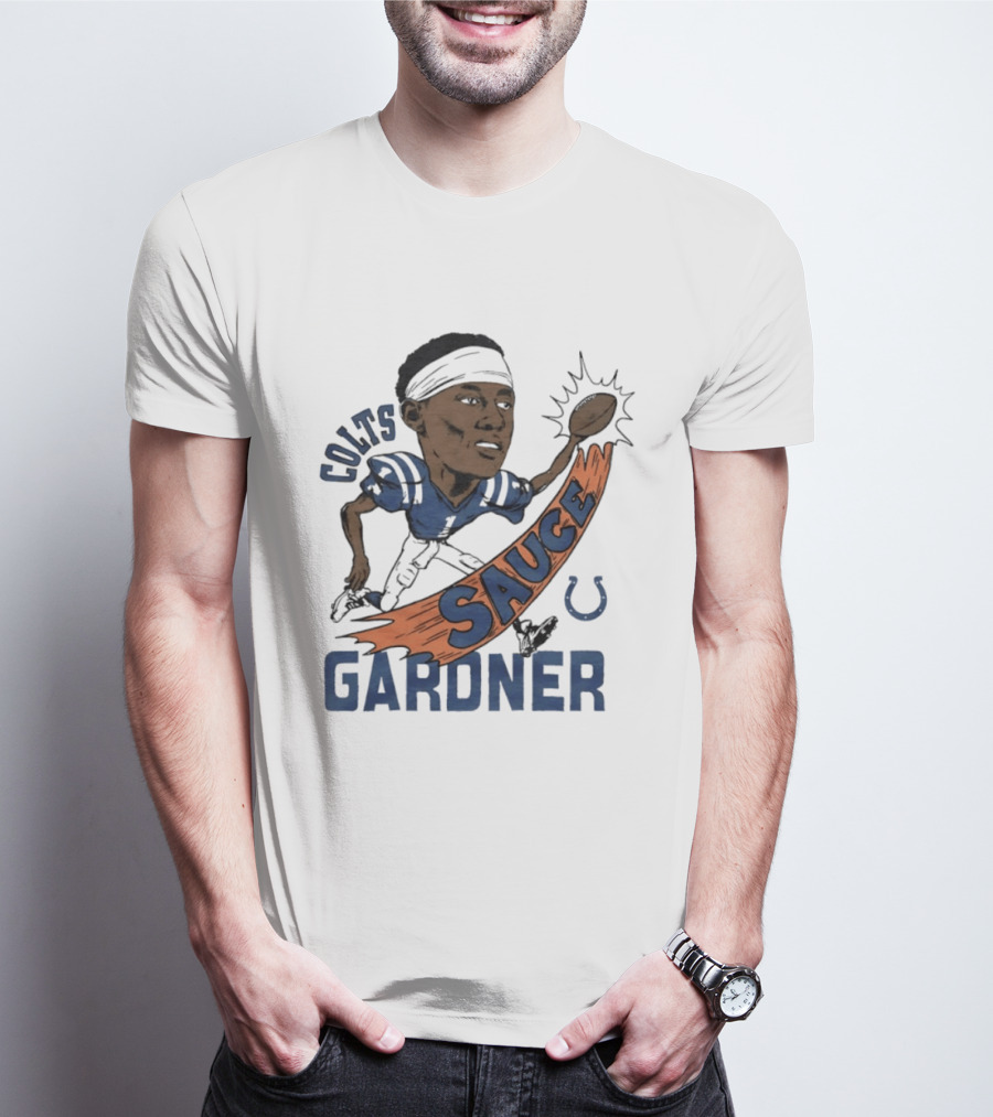 Colts Sauce Gardner Indianapolis Football Player Caricature T-Shirt