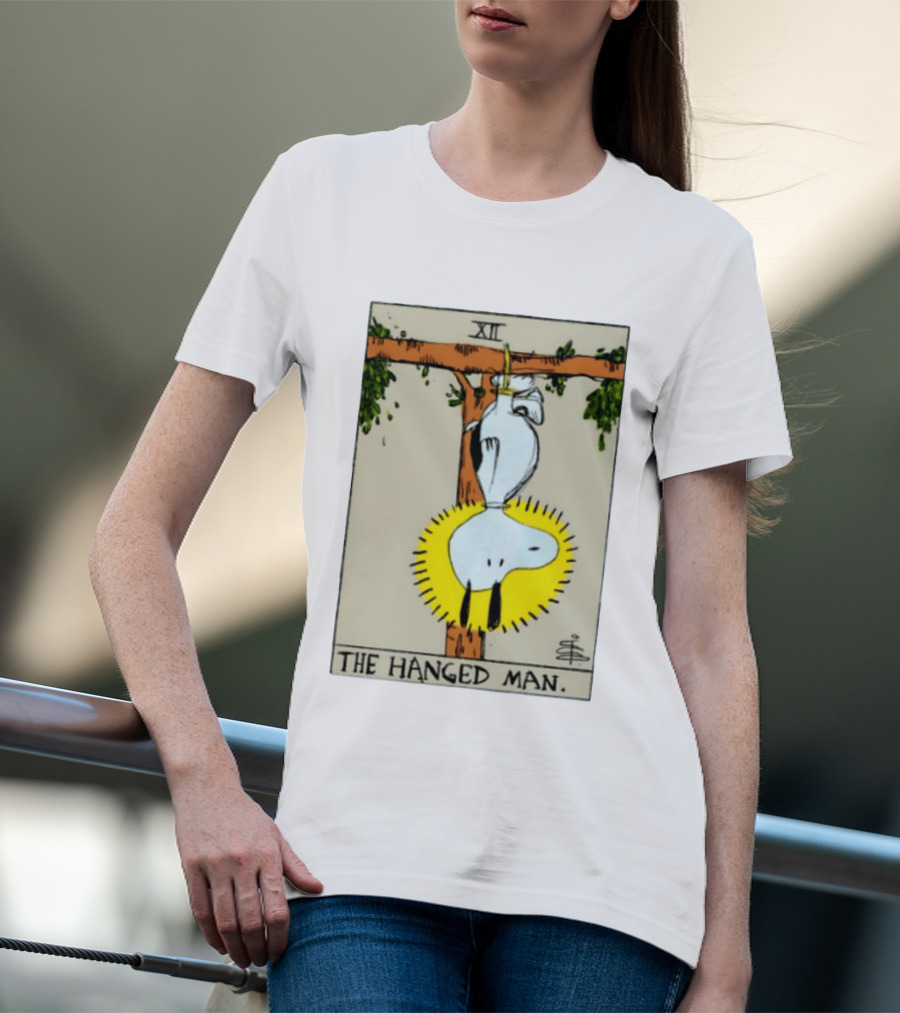 Snoopy The Hanged Man Tarot Card XII Peanuts T-Shirt