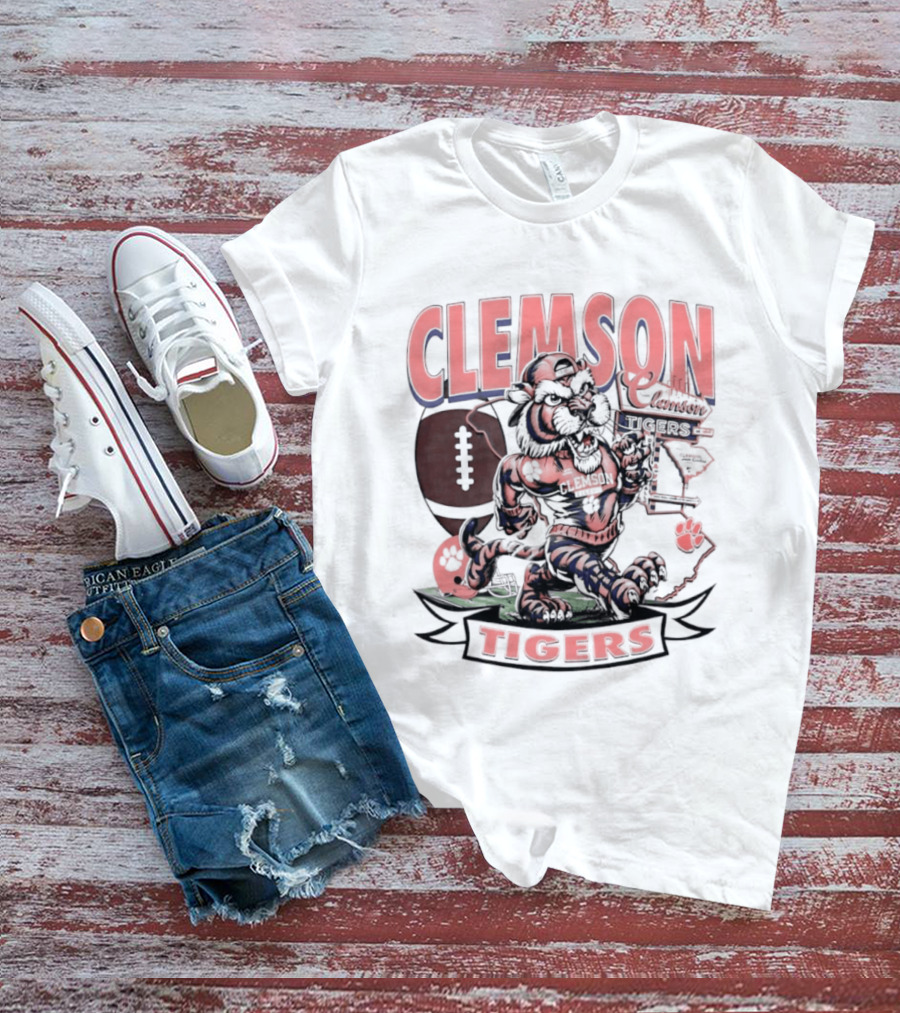 Clemson Tigers Football NCAA Cartoon T-Shirt
