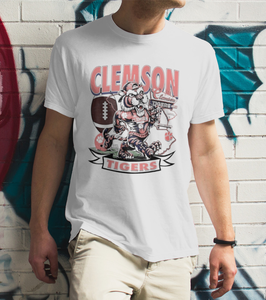 Clemson Tigers Football NCAA Cartoon T-Shirt