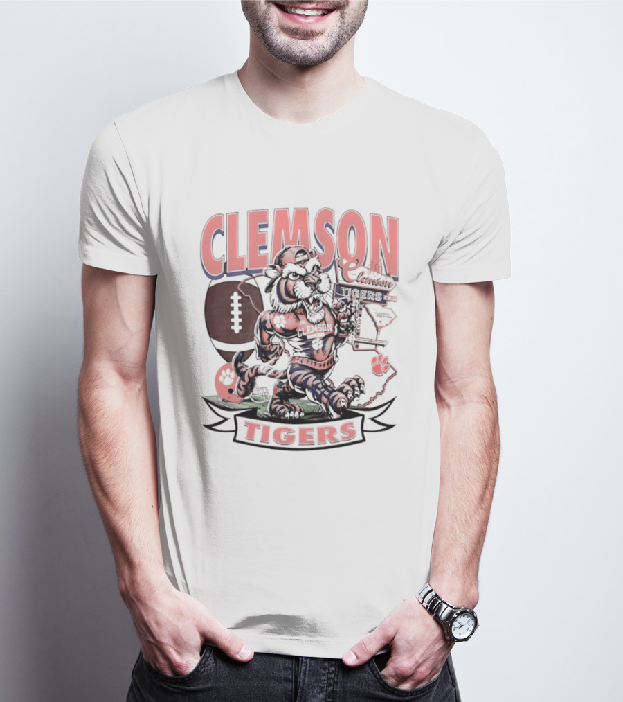 Clemson Tigers Football NCAA Cartoon T-Shirt