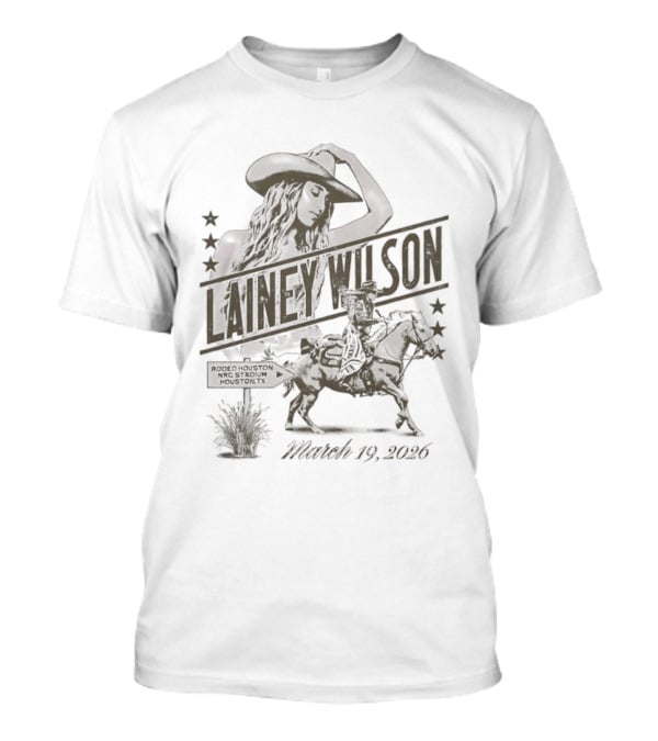 Lainey Wilson Rodeo Houston NRG Stadium March 19 2026 Cowboy Silhouette Stars T-Shirt