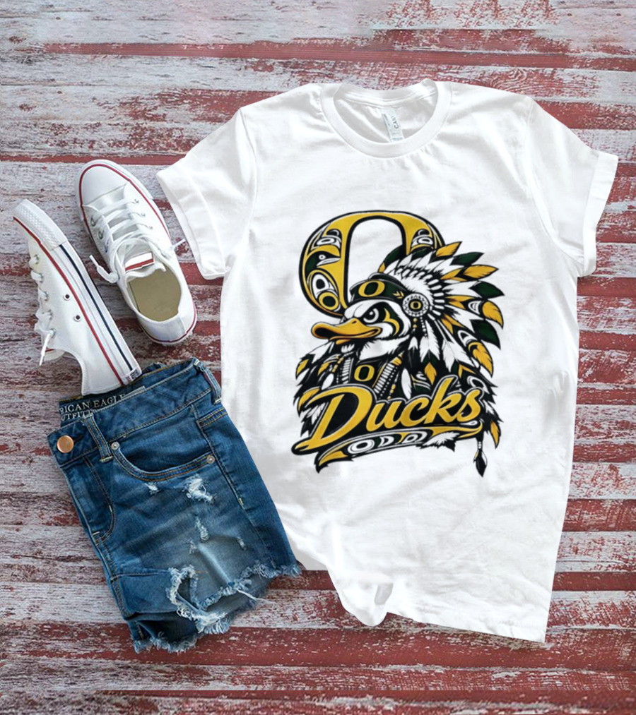 Oregon Ducks Native American Headdress Tribal T-Shirt