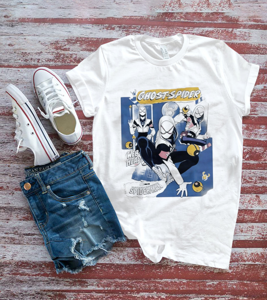 Ghost Spider Web Head Spider Man T-Shirt
