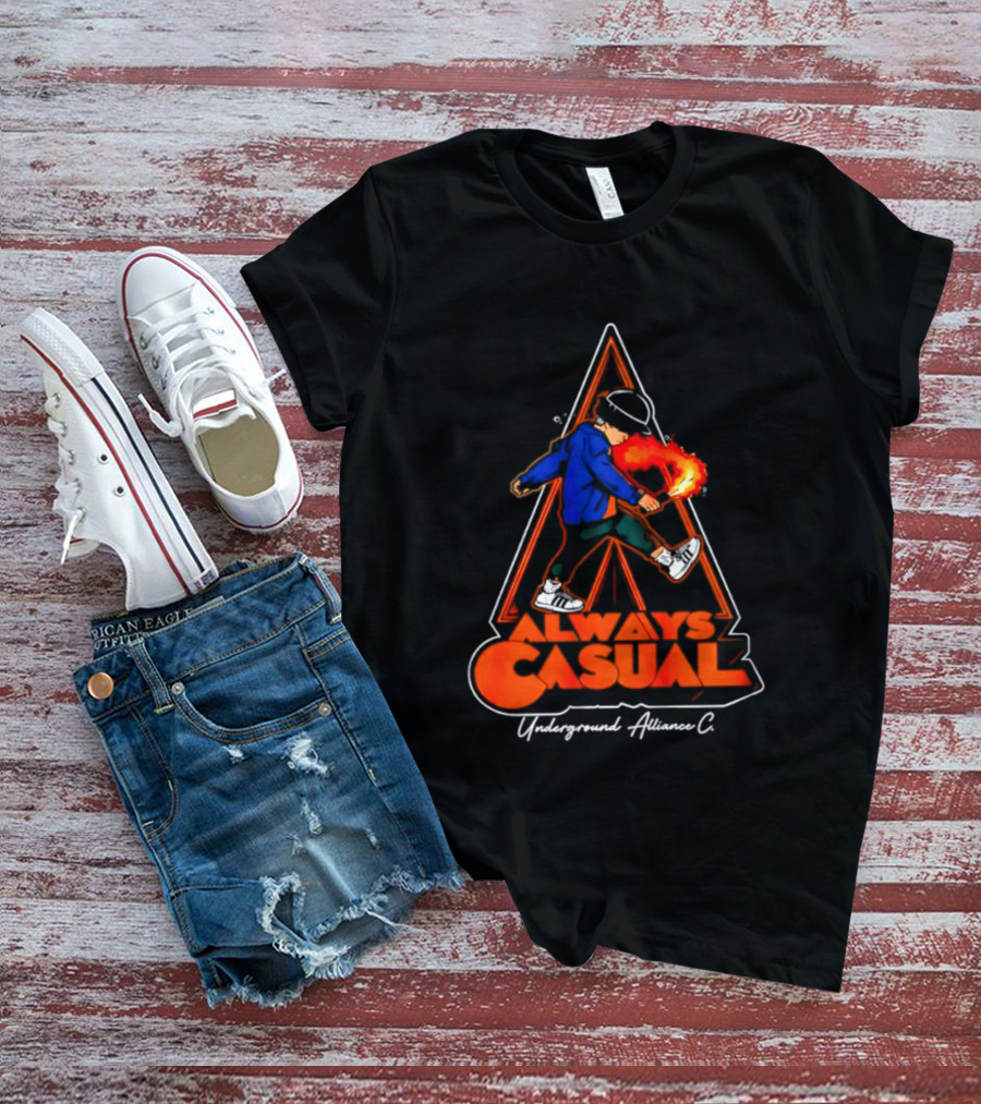 Always Casual Underground Alliance C Youth Flare Fire Backpack Street T-Shirt