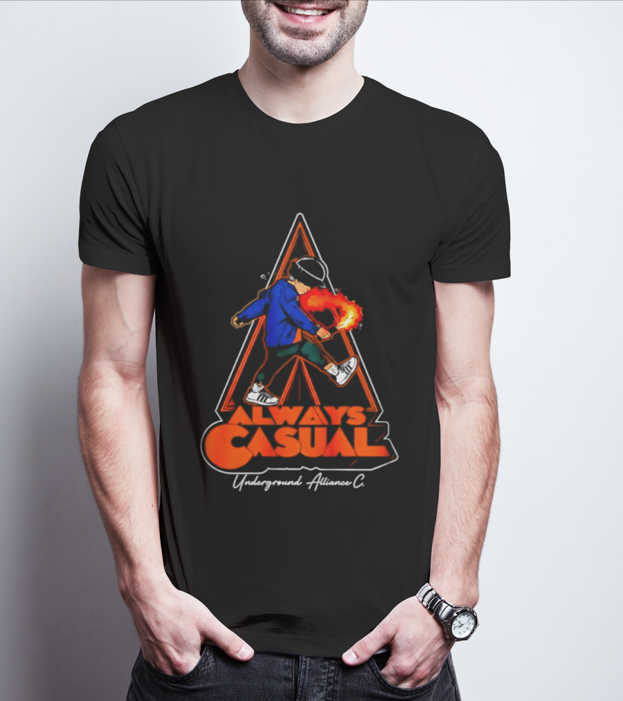 Always Casual Underground Alliance C Youth Flare Fire Backpack Street T-Shirt