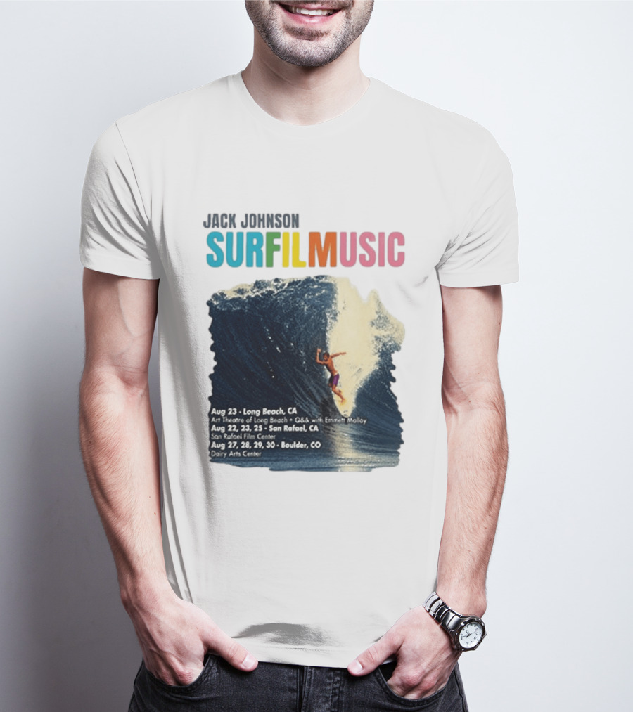Jack Johnson Surf Film Music Long Beach Art Theatre Aug 23 2026 T-Shirt
