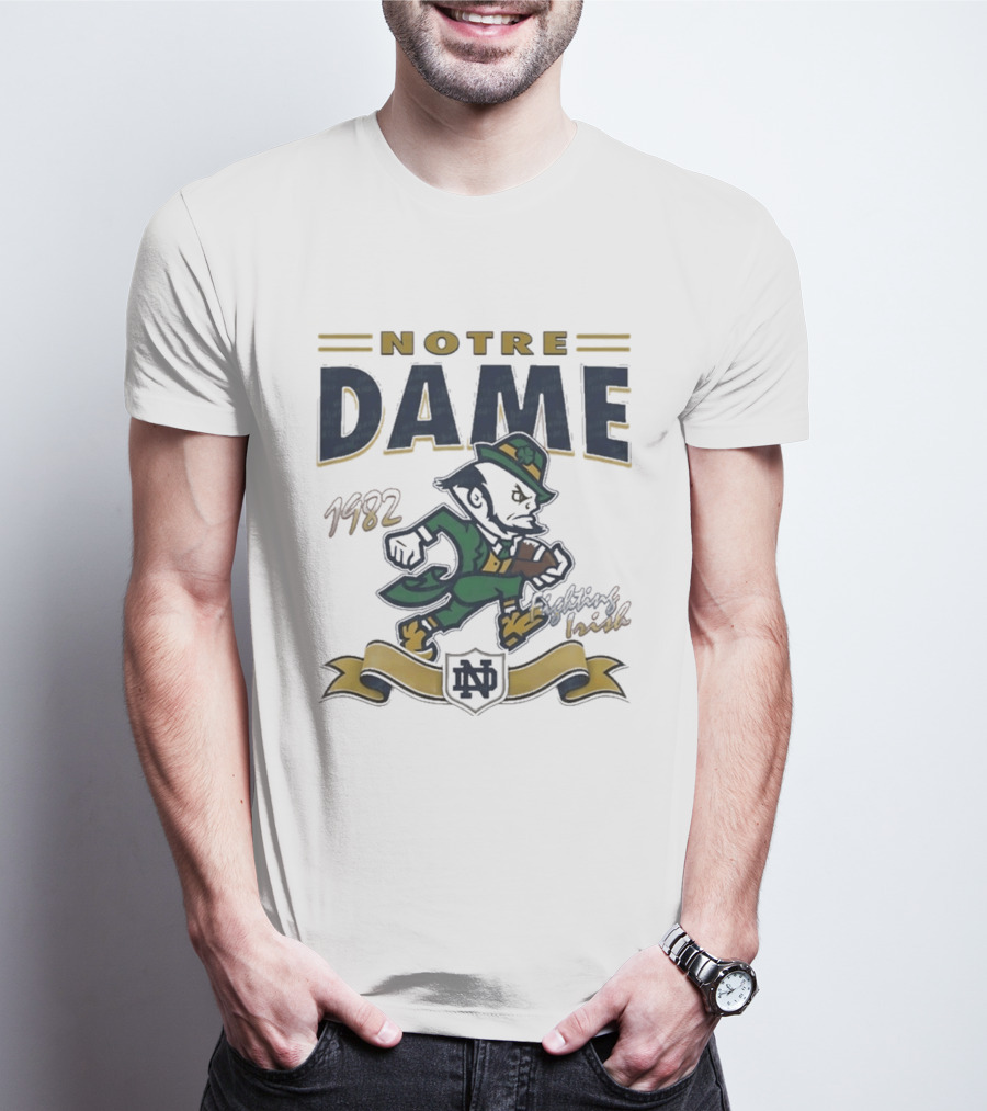 Notre Dame Fighting Irish Leprechaun 1982 Vintage Football T-Shirt