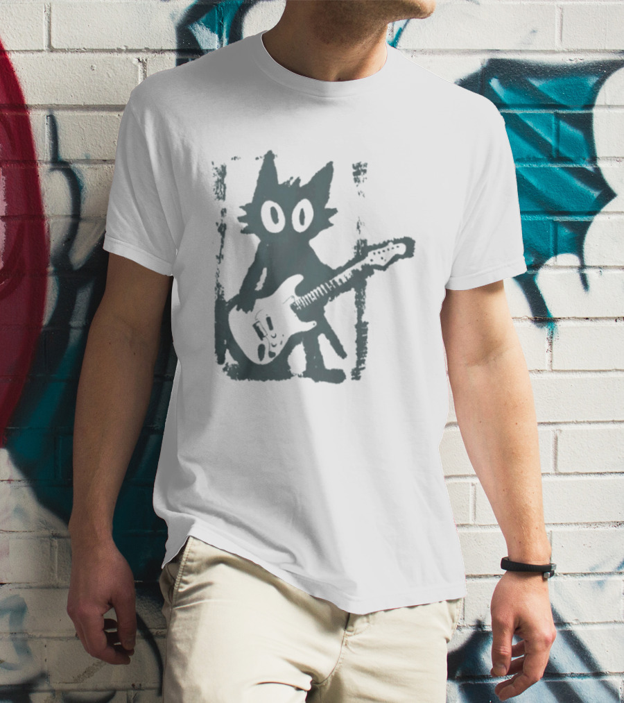 Rock Star Cat Electric Guitar Kitty Playful Feline Musician T-Shirt