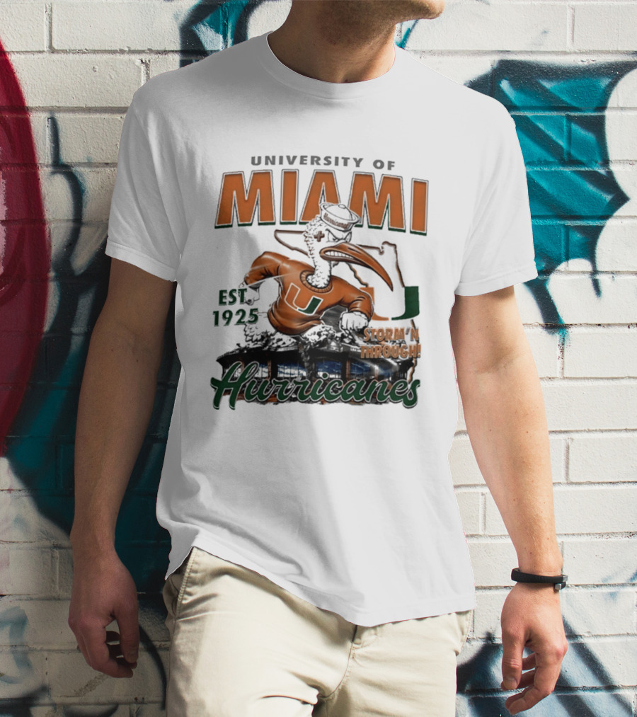 University Of Miami Hurricanes Est 1925 Storm'N Through T-Shirt