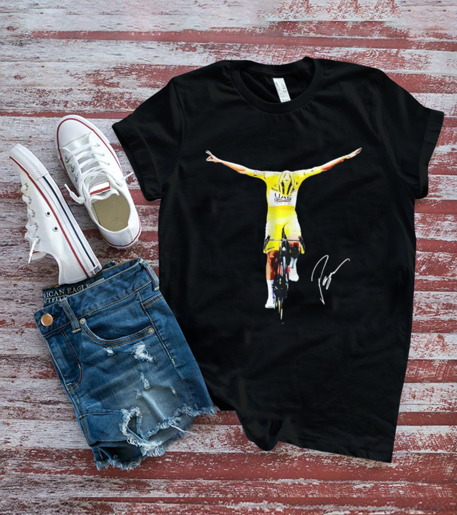 Tadej Pogacar UAE Team Yellow Jersey Victory Celebration T-Shirt