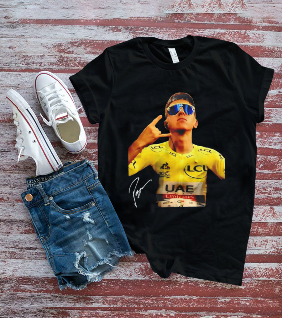 Tadej Pogacar UAE Emirates Cycling Team Slovenia LCL Yellow Jersey T-Shirt