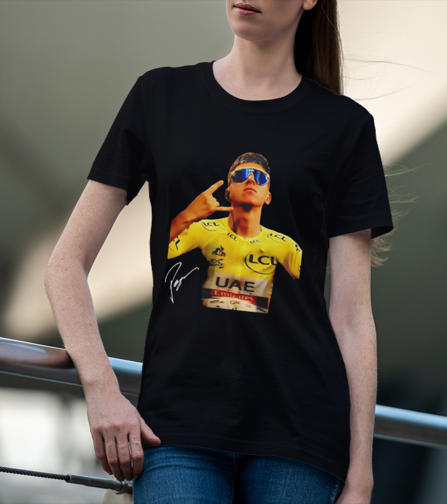 Tadej Pogacar UAE Emirates Cycling Team Slovenia LCL Yellow Jersey T-Shirt