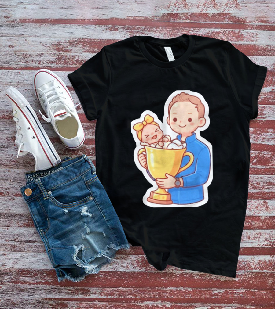 My Greatest Trophy Dad Holding Baby In Golden Cup T-Shirt