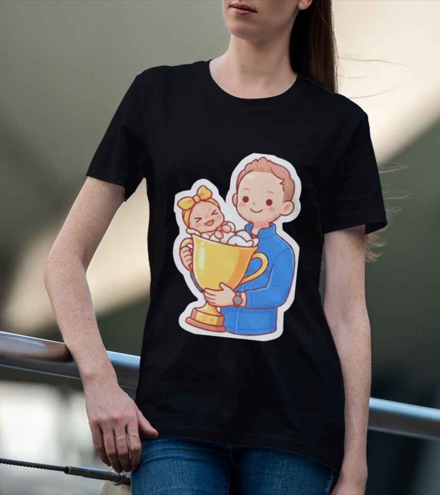 My Greatest Trophy Dad Holding Baby In Golden Cup T-Shirt