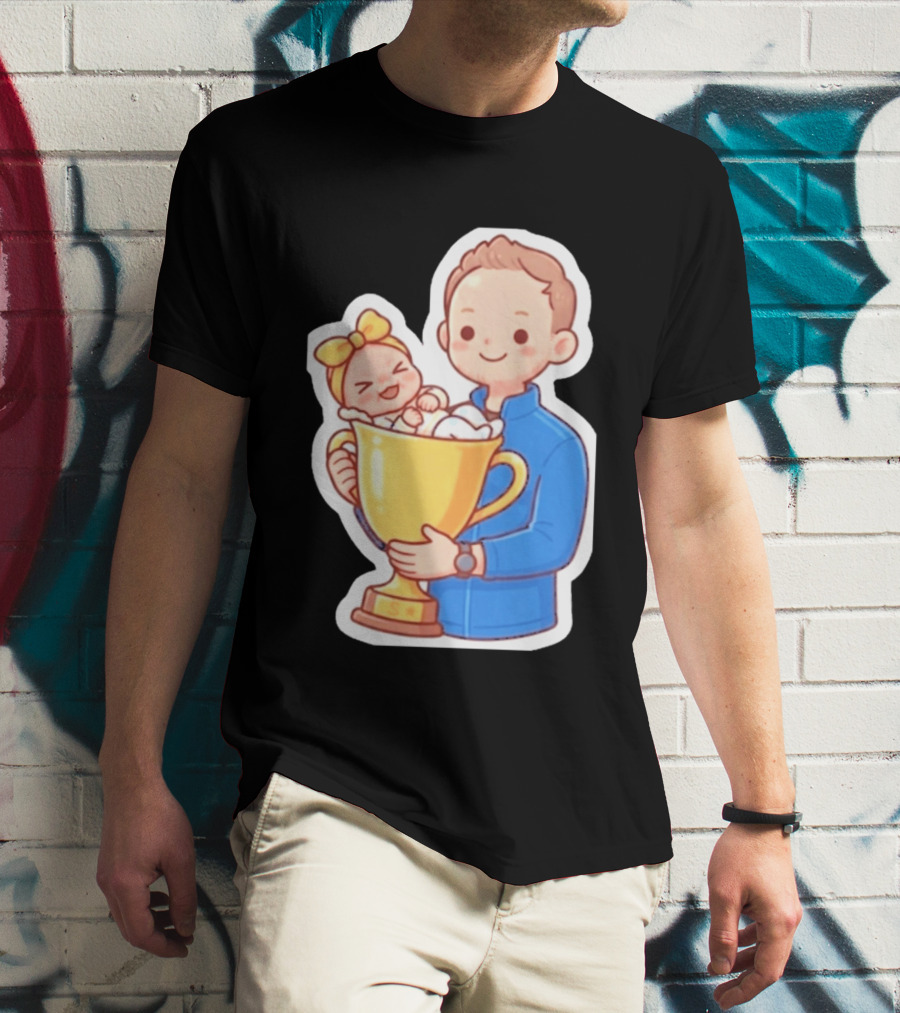 My Greatest Trophy Dad Holding Baby In Golden Cup T-Shirt