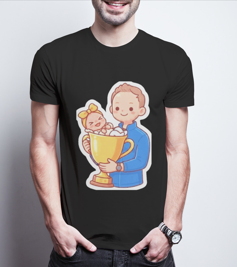 My Greatest Trophy Dad Holding Baby In Golden Cup T-Shirt