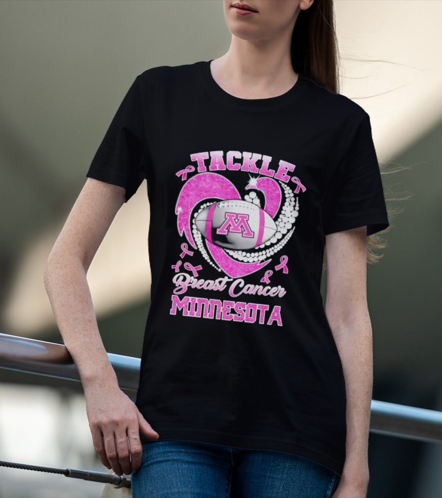 Pink Ribbon Tackle Breast Cancer Minnesota Football T-Shirt