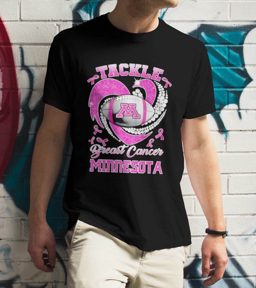 Pink Ribbon Tackle Breast Cancer Minnesota Football T-Shirt