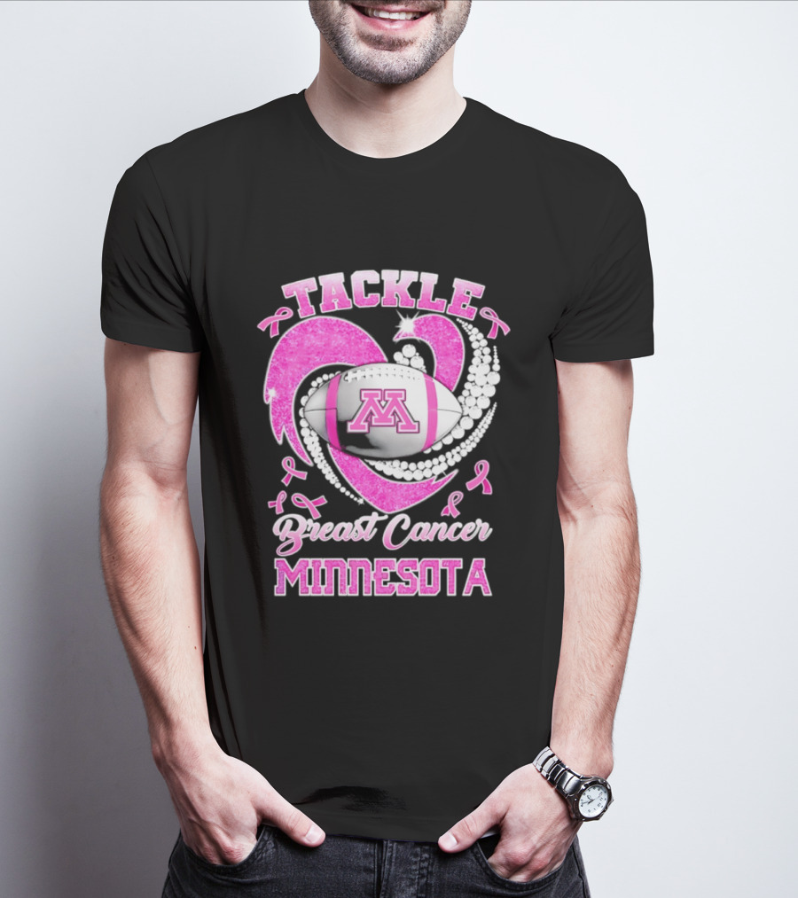 Pink Ribbon Tackle Breast Cancer Minnesota Football T-Shirt