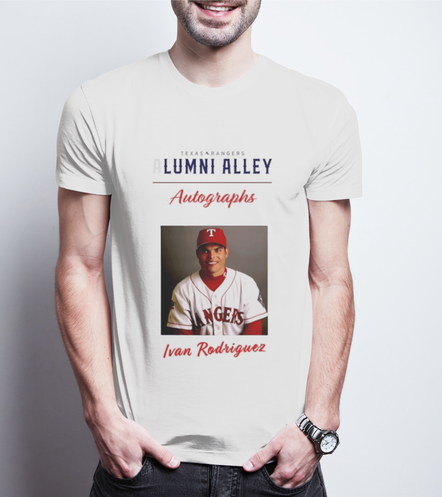 Texas Rangers Alumni Alley Ivan Rodriguez Autographs T-Shirt