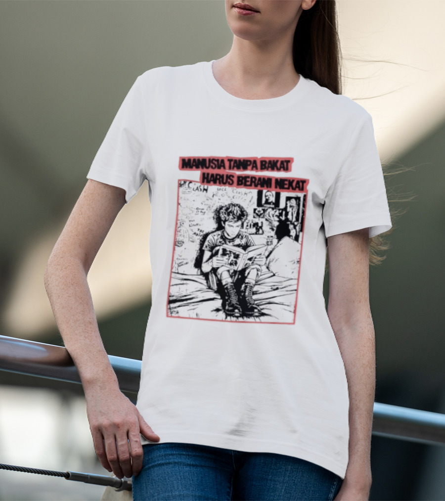 Manusia Tanpa Bakat Harus Berani Nekat Punk Collage T-Shirt