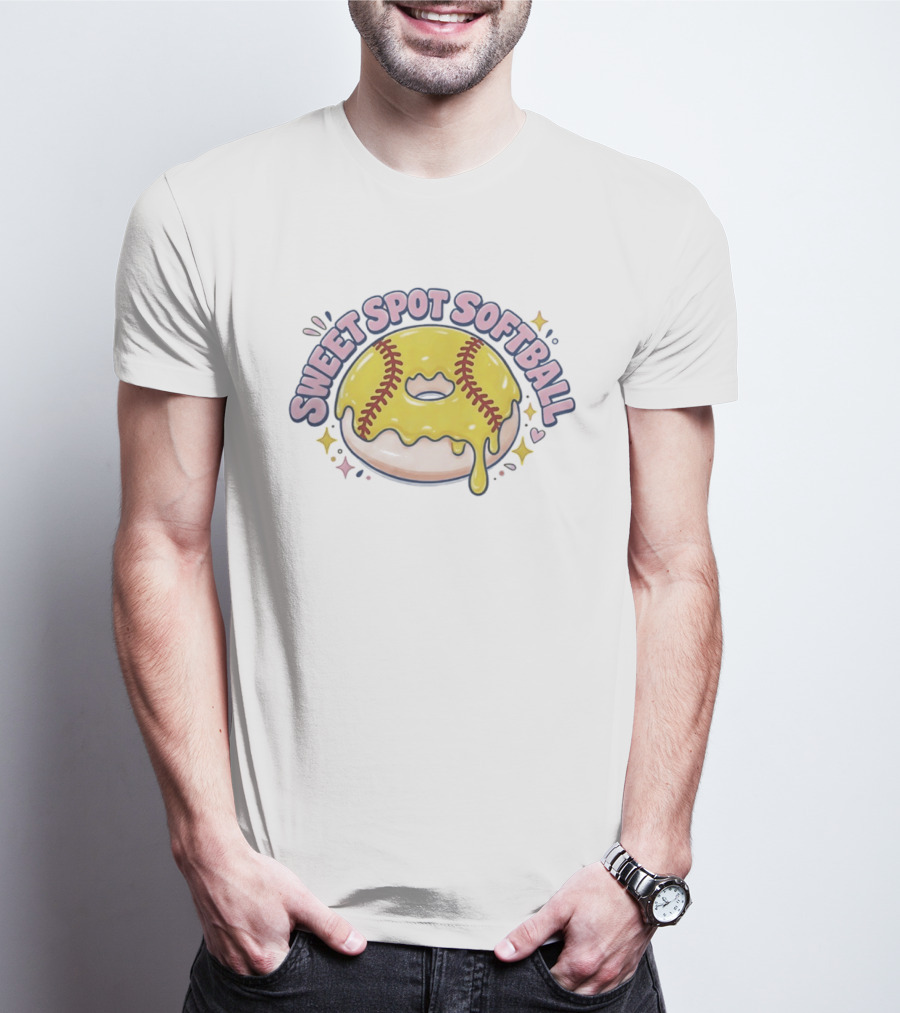 Sweet Spot Softball Donut Yellow Dripping Icing T-Shirt